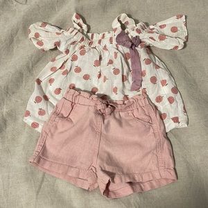 Baby girl top from Pat Pat paired with blush pink bottoms from Old navy